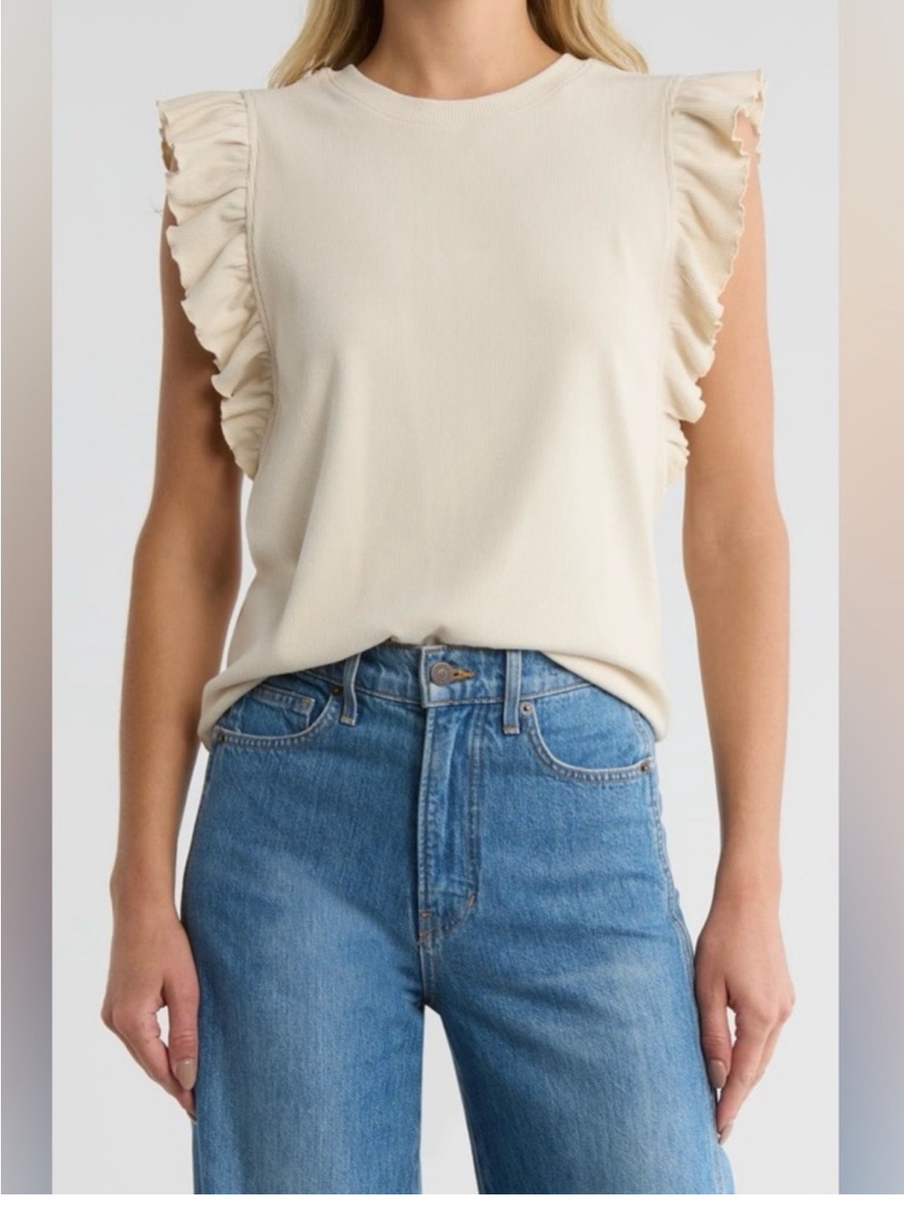 Melrose and Market Ruffle Flutter Sleeve Top